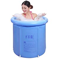 GNEGNIS Plegable Bañera inflable- Portátiles bañera de barril del para Adultos- Aumentar Espesar Cubo de baño - Azul- 75…